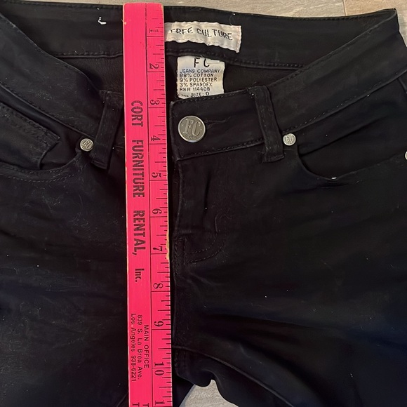 Black Low Rise Skinny-Straight Jeans - Picture 7 of 9